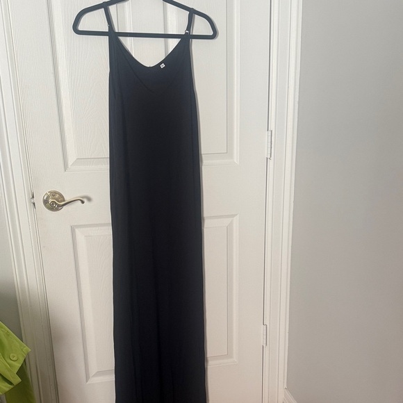 Comfortable cotton Black Maxi Dress medium with pockets - Picture 1 of 4